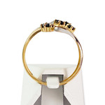 Bague d'occasion or 750 2 tons saphirs diamants - vue 3