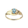 Bague d'occasion or 750 jaune topaze traitée sky blue - vue V1