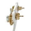 Boucles d'oreilles clous d'occasion or 750 jaune aigues marines zirconias - vue V2