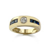Bague d'occasion or 750 jaune saphirs diamant - vue V1