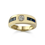 Bague d'occasion or 750 jaune saphirs diamant - vue 1