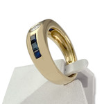 Bague d'occasion or 750 jaune saphirs diamant - vue 2