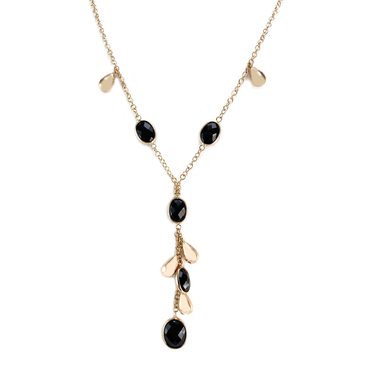 Secondhand gold necklace 750 rose jaseron onyx 43 cm