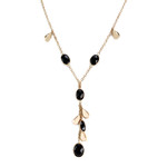 Pre-owned 14K rose gold Jaseron chain necklace with onyx, 43 cm - view 1
