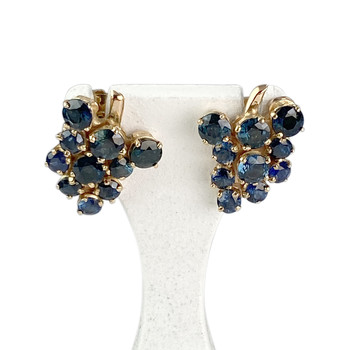 Boucles d'oreilles clous d'occasion or 750 jaune saphirs