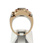 Second hand ring gold 750 2 tones synthetic rubies zirconia - view 3