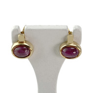 Boucles d'oreilles d'occasion or 750 jaune rubis cabochons ovales