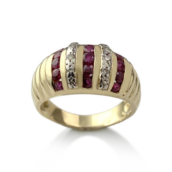 Second-hand gold 750 yellow diamond ruby ring