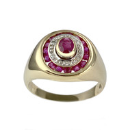 Bague d'occasion or 750 2 tons rubis diamants