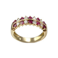 Bague d'occasion or 750 jaune rubis diamants