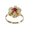 Bague d'occasion or 750 jaune rubis synthétique zirconias - vue V1
