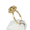 Bague d'occasion or 750 jaune rubis synthétique zirconias - vue V2
