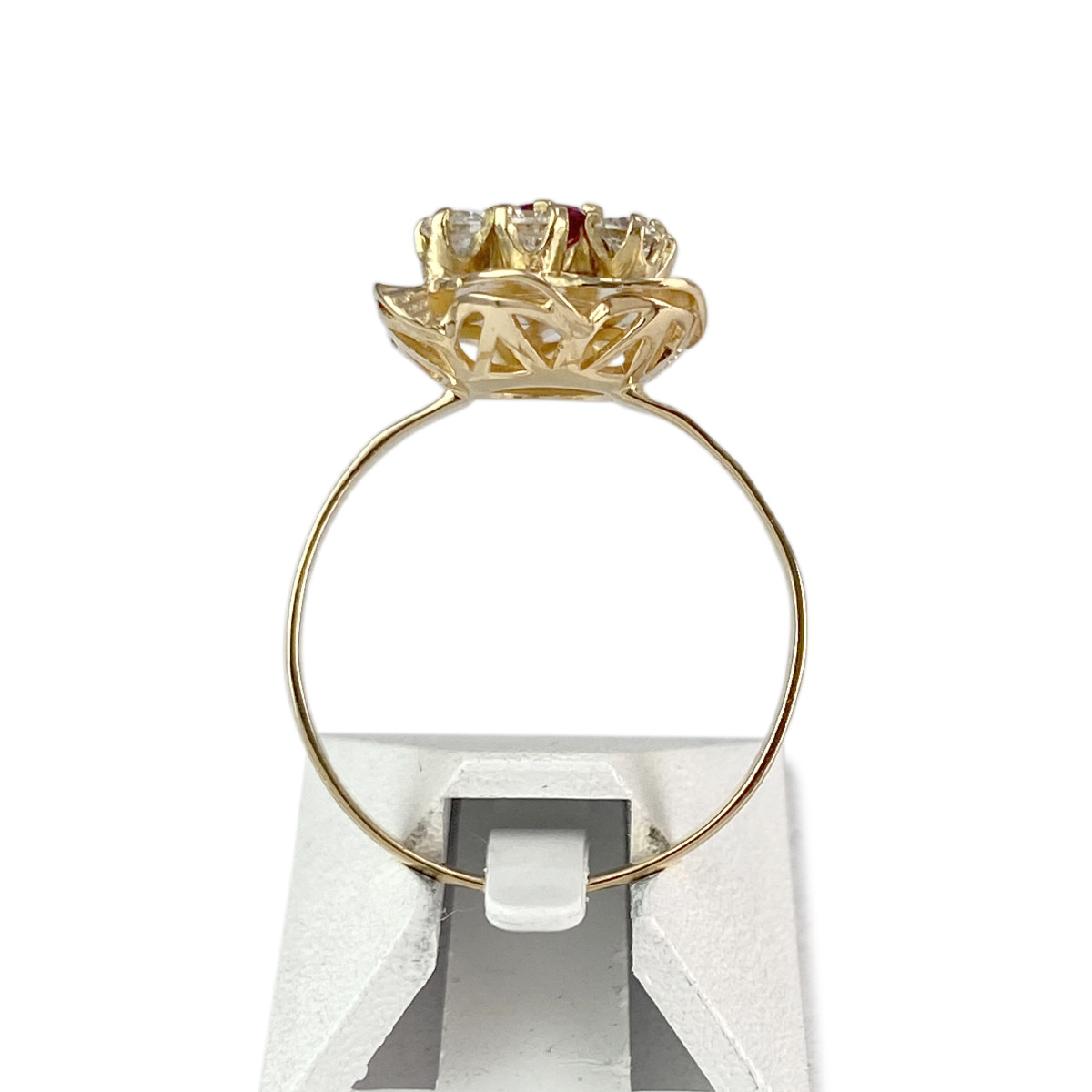 Bague d'occasion or 750 jaune rubis synthétique zirconias - vue 3
