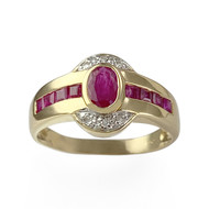 Bague d'occasion or 750 2 tons rubis diamants