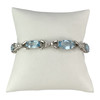 Bracelet d'occasion or 750 blanc maille fantaisie diamants aigues marines 18 cm - vue V1
