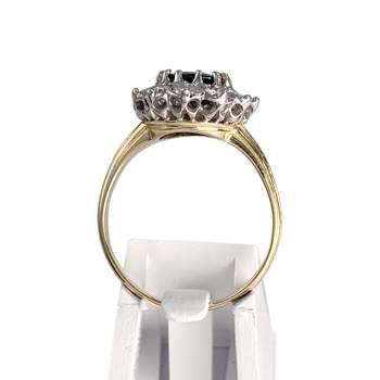 Bague d'occasion or jaune 750 et chaton or blanc 585 saphir diamants