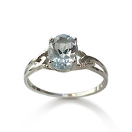 Bague d'occasion or 750 blanc aigue marine