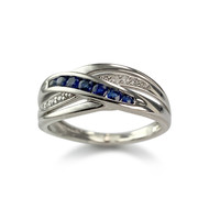 Bague d'occasion or 750 blanc saphirs diamants