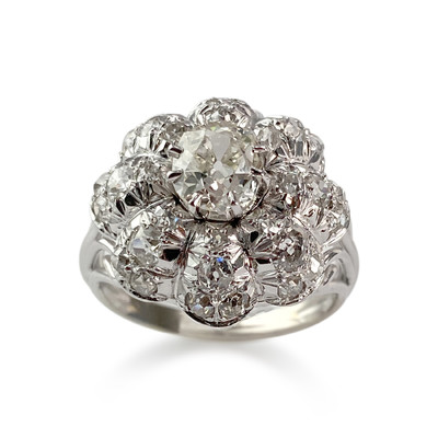 Bague d'occasion or 750 blanc diamants - vue 1