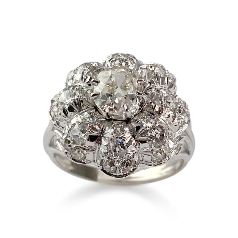 Bague d'occasion or 750 blanc diamants - vue 1