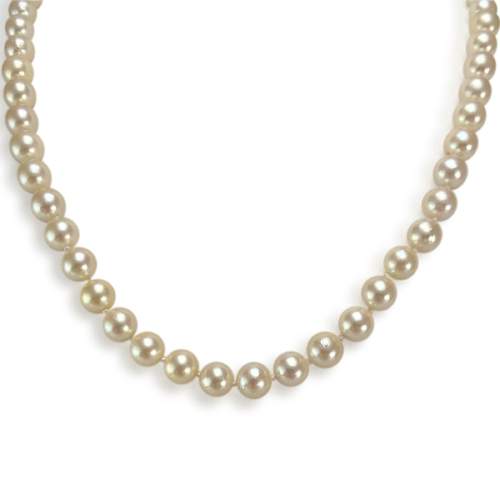 Second-hand choker necklace 750 yellow gold japanese cultured pearls 46 cm