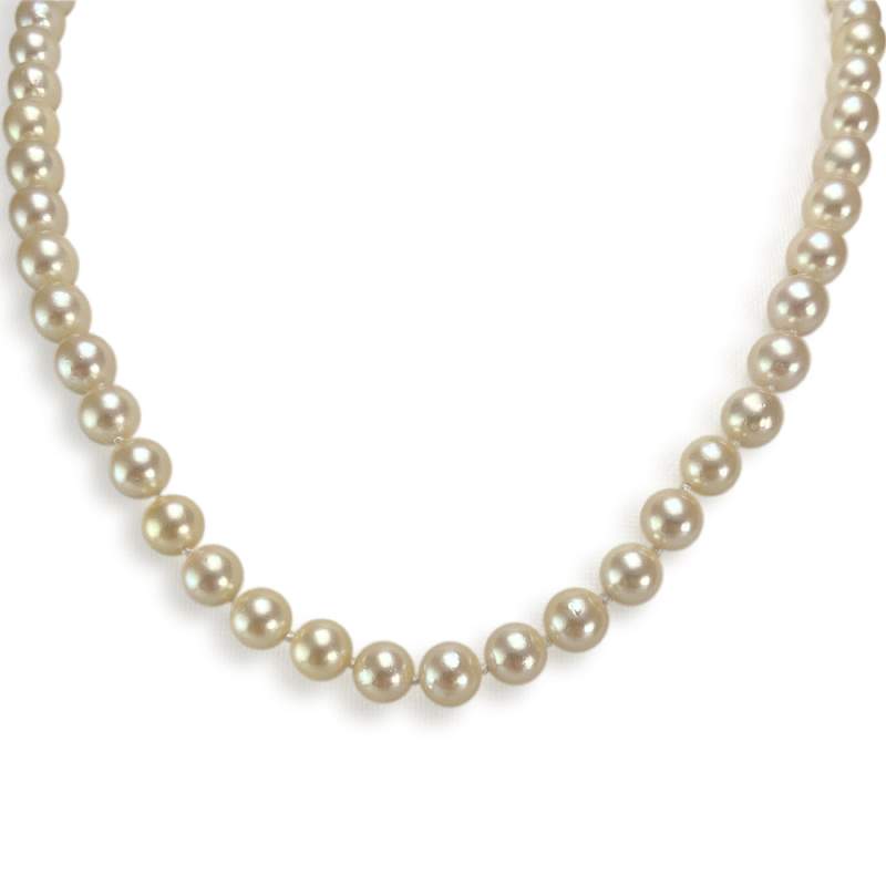Collier choker d'occasion or 750 jaune perles de culture du japon 46 cm - vue 1