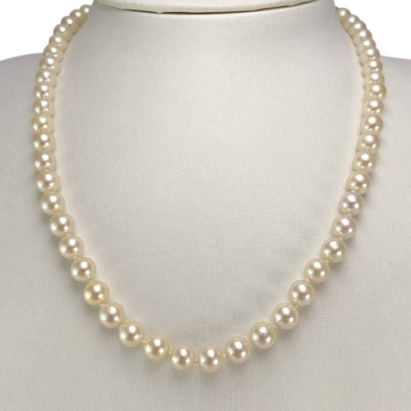 Collier choker d'occasion or 750 jaune perles de culture du japon 46 cm - vue 2