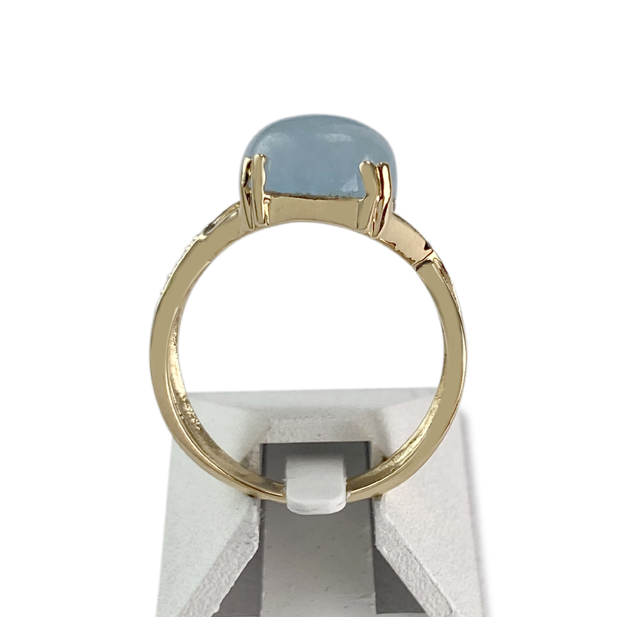 Bague d'occasion or 750 2 tons agate bleue traitée diamants - vue 3