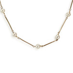 Collier d'occasion or 750 jaune maille fantaisie perles de culture 74 cm - vue 1