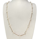 Collier d'occasion or 750 jaune maille fantaisie perles de culture 74 cm - vue 2