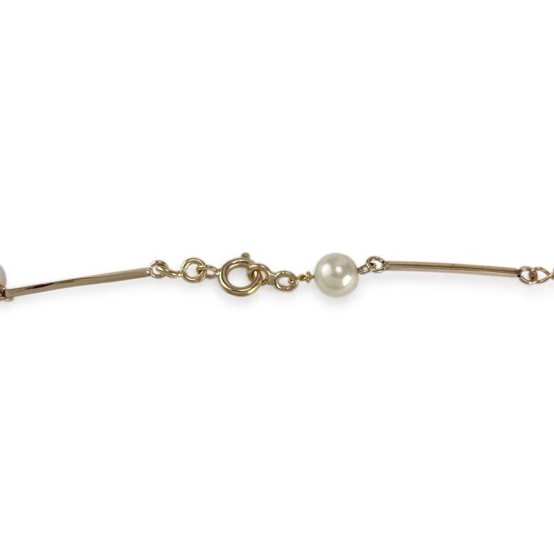 Collier d'occasion or 750 jaune maille fantaisie perles de culture 74 cm - vue 3