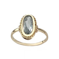 Bague d'occasion or 750 jaune aigue marine
