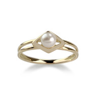 Bague d'occasion or 750 jaune perle de culture de chine