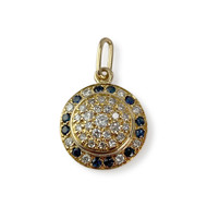 Pendentif d'occasion or 750 jaune diamants saphirs