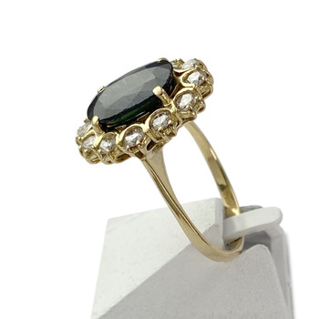 Second-hand gold 750 yellow diamond sapphire ring