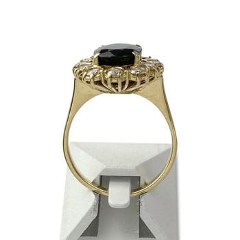 Second-hand gold 750 yellow diamond sapphire ring