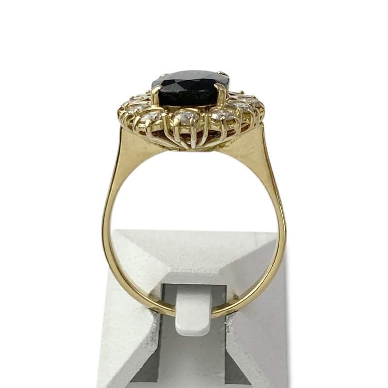 Bague d'occasion or 750 jaune diamants saphir - vue 3