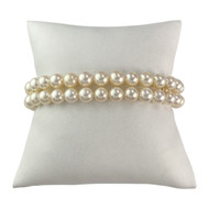 Bracelet rang double d'occasion or 750 jaune perles de culture du japon 18 cm