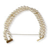 Bracelet rang double d'occasion or 750 jaune perles de culture du japon 18 cm - vue V2