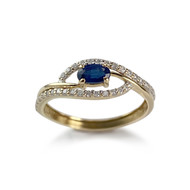 Bague d'occasion or 750 2 tons diamants saphir