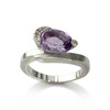 Bague d'occasion or 750 blanc amethyste diamants - vue V1