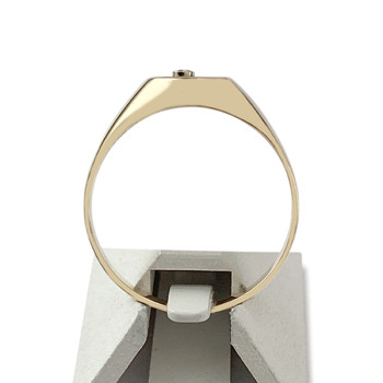 Tweedehands gouden 750 gele onyx diamanten ring