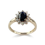 Bague d'occasion or 375 jaune saphir diamants - vue 1