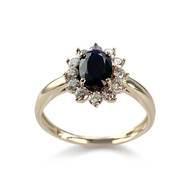 Bague d'occasion or 375 jaune saphir diamants
