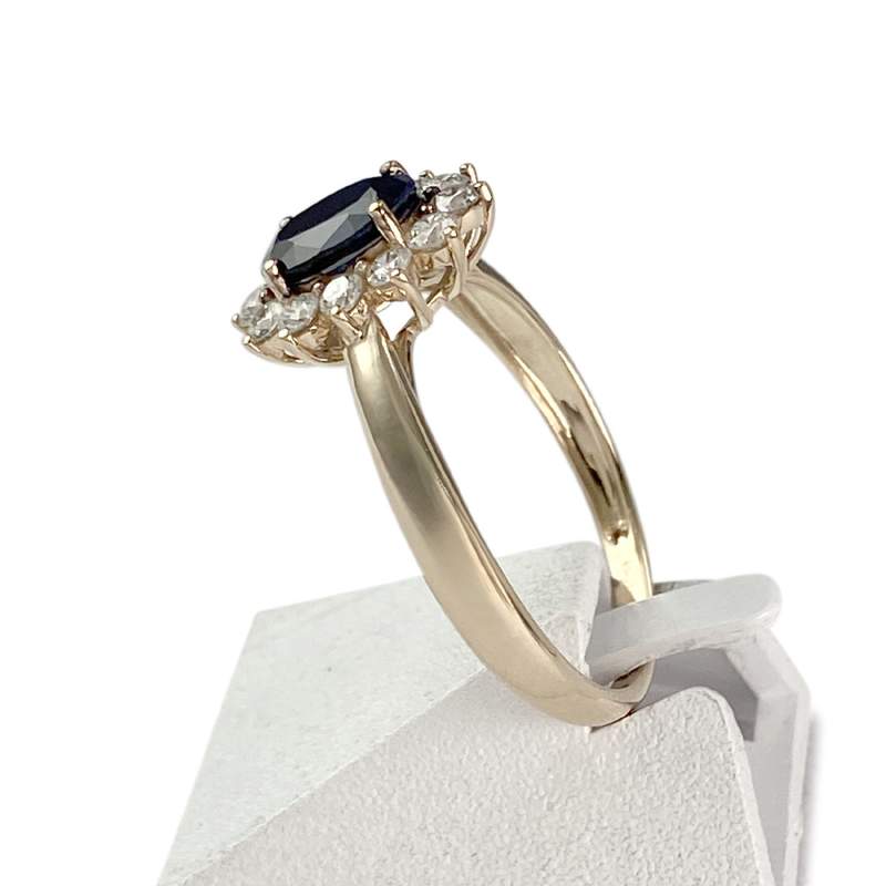 Bague d'occasion or 375 jaune saphir diamants - vue 2