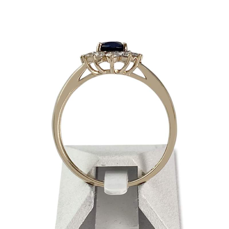 Bague d'occasion or 375 jaune saphir diamants - vue 3
