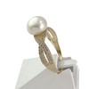 Bague d'occasion or 375 jaune perle et zirconias - vue V2