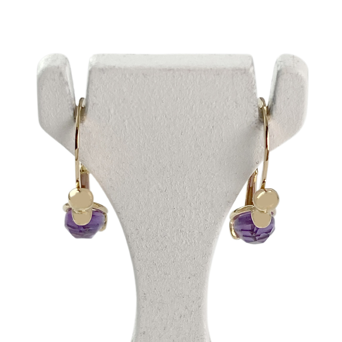 Boucles d'oreilles brisures d'occasion or 750 jaune améthystes