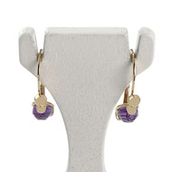 Boucles d'oreilles brisures d'occasion or 750 jaune améthystes