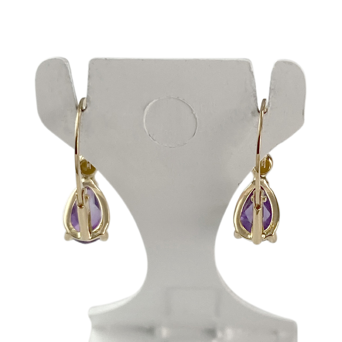 Boucles d'oreilles brisures d'occasion or 750 jaune améthystes - vue 3